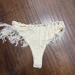 Knit boho bikini bottoms with fringe
